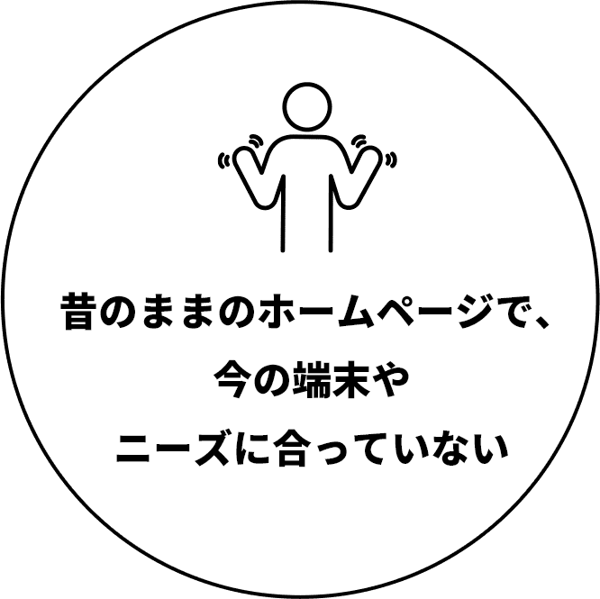昔のままのホームページで、今の端末やニーズに合っていない